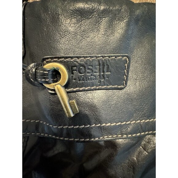 Vintage Fossil Boho Black Shoulder Bag Y2k Biker Hippie Pockets Key Tag Stitch - Picture 5 of 16